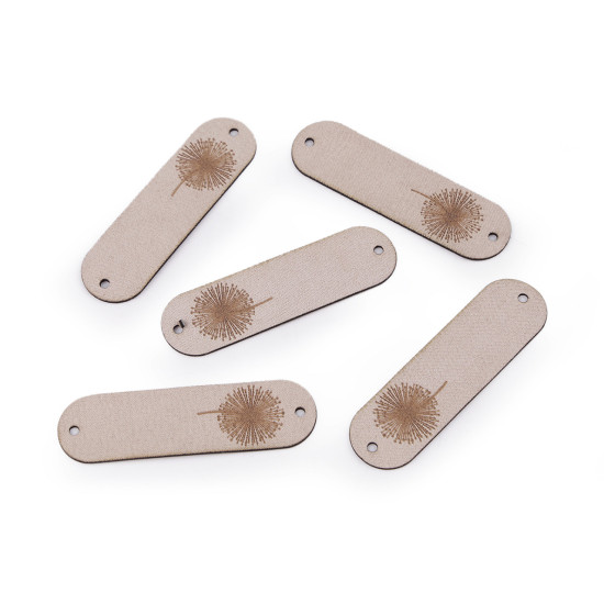 Écusson/étiquette en éco-cuir - pissenlit - Taupe (40 Pièces) Écusson/étiquette en éco-cuir - pissenlit - Taupe (40 Pièces)