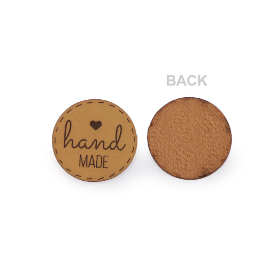 Écusson/étiquette en éco-cuir - « hand made » (fait main) - Marron (10 Pièces) Écusson/étiquette en éco-cuir - « hand made » (fait main) - Marron (10 Pièces)