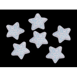 Applique étoile pailletée/décoration étoile souple rembourrée, ø 50 mm - Blanc (10 Pièces)