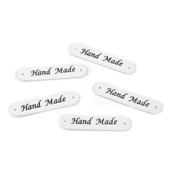 Aufnäher/etikett aus kunstleder – hand made 10 x 48 mm - Weiß (200 Stücke)
