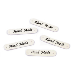 Aufnäher/etikett aus kunstleder – hand made 10 x 48 mm - Hell-créme (200 Stücke)