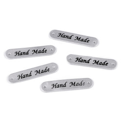 Aufnäher/etikett aus kunstleder – hand made 10 x 48 mm - Silber (200 Stücke)