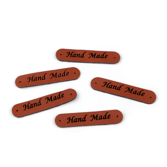 Aufnäher/etikett aus kunstleder – hand made 10 x 48 mm - Hell-grau (5 Stücke) Aufnäher/etikett aus kunstleder – hand made 10 x 48 mm - Hell-grau (5 Stücke)