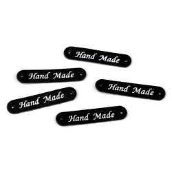 Aufnäher/etikett aus kunstleder – hand made 10 x 48 mm - Schwarz (200 Stücke)