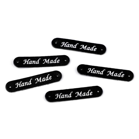 Aufnäher/etikett aus kunstleder – hand made 10 x 48 mm - Hell-grau (5 Stücke) Aufnäher/etikett aus kunstleder – hand made 10 x 48 mm - Hell-grau (5 Stücke)
