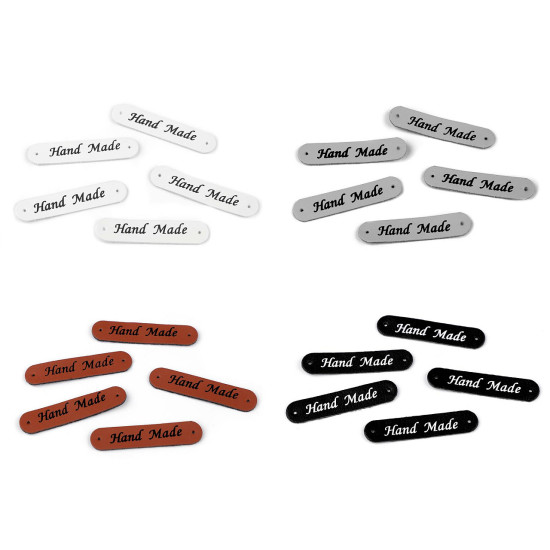 Aufnäher/etikett aus kunstleder – hand made 10 x 48 mm - Hell-grau (5 Stücke) Aufnäher/etikett aus kunstleder – hand made 10 x 48 mm - Hell-grau (5 Stücke)