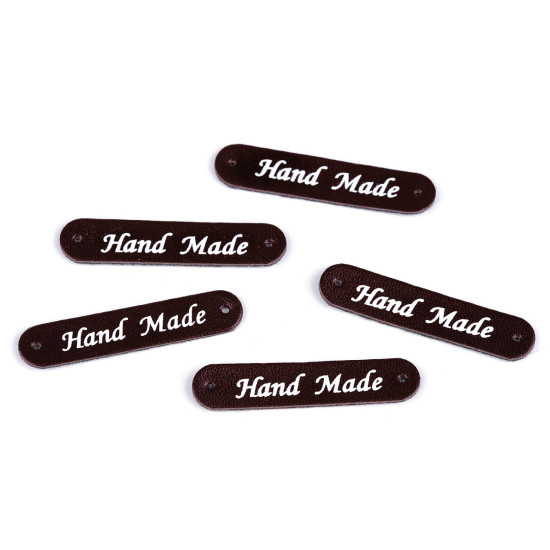 Aufnäher/etikett aus kunstleder – hand made 10 x 48 mm - Hell-grau (5 Stücke) Aufnäher/etikett aus kunstleder – hand made 10 x 48 mm - Hell-grau (5 Stücke)