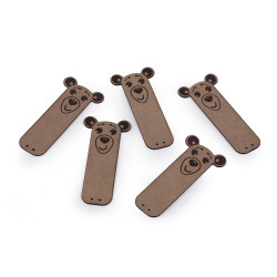 Aufnäher/etikett aus kunstleder – bärchen - Dunkelbeige (40 Stücke)