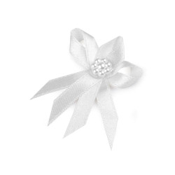 Ślubne kokardki / kotyliony handmade szerokość 40 mm - White (200 Sztuki)