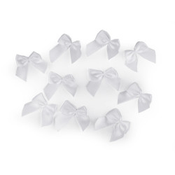 Satin bow 25x25 mm - White (20 Pieces)
