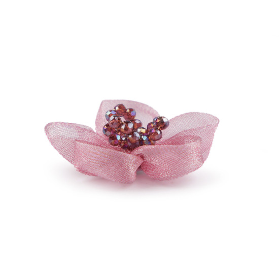 Kwiat z organzy z szlifowanymi koralikami do przyklejenia / do przyszycia ø4,5 cm - Jasnybeżowy (30 Sztuki) Kwiat z organzy z szlifowanymi koralikami do przyklejenia / do przyszycia ø4,5 cm - Jasnybeżowy (30 Sztuki)