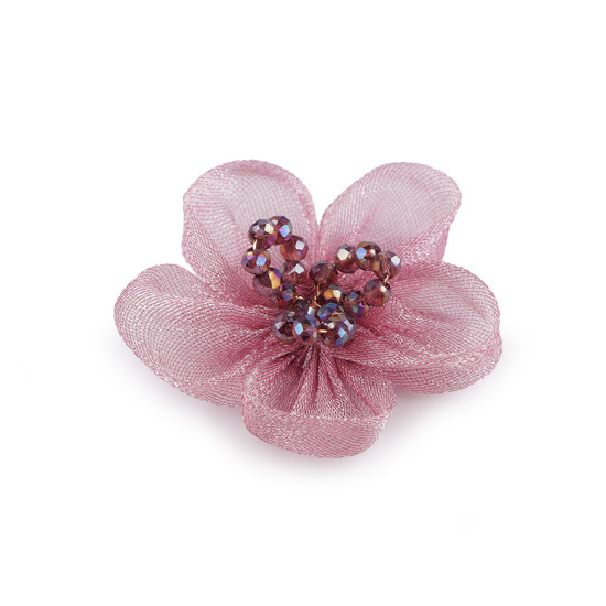 Kwiat z organzy z szlifowanymi koralikami do przyklejenia / do przyszycia ø4,5 cm - Jasnybeżowy (30 Sztuki) Kwiat z organzy z szlifowanymi koralikami do przyklejenia / do przyszycia ø4,5 cm - Jasnybeżowy (30 Sztuki)
