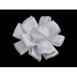 Kwiatek satynowy do przyszycia / przyklejenia ø6,5 cm - White (1 Sztuka)