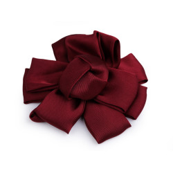 Kwiatek satynowy do przyszycia / przyklejenia ø6,5 cm - Jasny bordo (1 Sztuka)