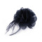 Chiffon flower with feathers, to sew-on, glue-on ø8-9 cm - Blue dark (1 Piece)
