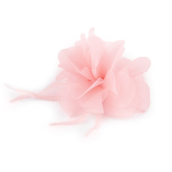 Chiffon flower with feathers, to sew-on, glue-on ø8-9 cm - Powder (1 Piece)