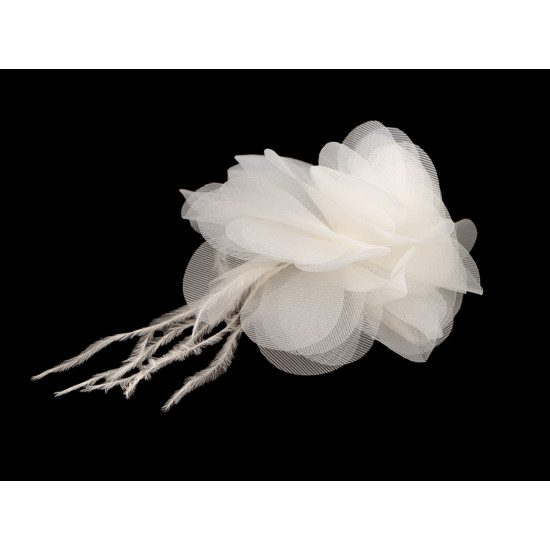 Chiffon flower with feathers, to sew-on, glue-on ø8-9 cm - Red (30 Pieces) Chiffon flower with feathers, to sew-on, glue-on ø8-9 cm - Red (30 Pieces)
