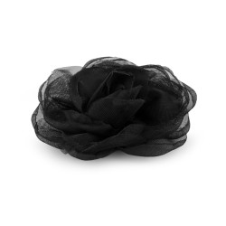 Kwiat z organzy do przyklejenia / do przyszycia ø8 cm - Czarny (1 Sztuka)