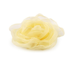 Kwiat z organzy do przyklejenia / do przyszycia ø8 cm - Biało-żółty (1 Sztuka)