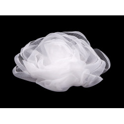 Kwiat z organzy do przyklejenia / do przyszycia ø8 cm - White (1 Sztuka)