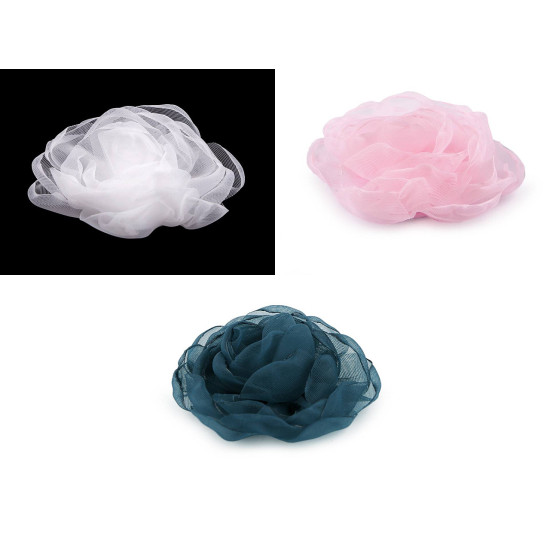 Kwiat z organzy do przyklejenia / do przyszycia ø8 cm - Różowy jasny (1 Sztuka) Kwiat z organzy do przyklejenia / do przyszycia ø8 cm - Różowy jasny (1 Sztuka)