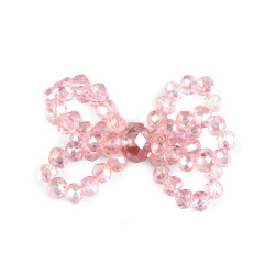 Bow made of glass beads, hand made - Pale pink (5 Pieces)