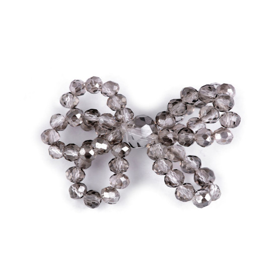 Bow made of glass beads, hand made - Grey (5 Pieces) Bow made of glass beads, hand made - Grey (5 Pieces)