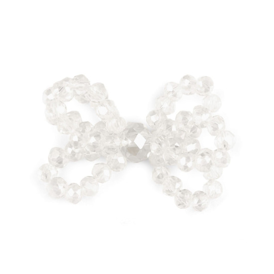 Bow made of glass beads, hand made - Grey (5 Pieces) Bow made of glass beads, hand made - Grey (5 Pieces)