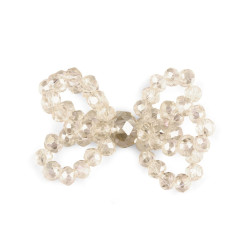 Bow made of glass beads, hand made - Lightbeige (1 Piece)