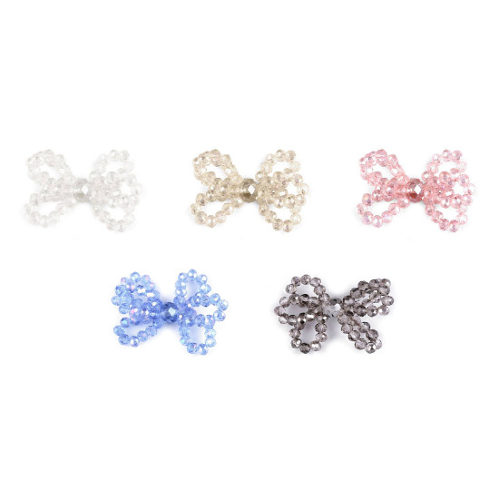 Bow made of glass beads, hand made - Grey (5 Pieces) Bow made of glass beads, hand made - Grey (5 Pieces)