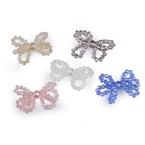 Bow made of glass beads, hand made - Grey (5 Pieces) Bow made of glass beads, hand made - Grey (5 Pieces)