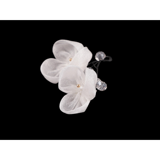 Blume auf draht mit geschliffenen perlen, handgefertigt - Anthrazit (1 Stück) Blume auf draht mit geschliffenen perlen, handgefertigt - Anthrazit (1 Stück)
