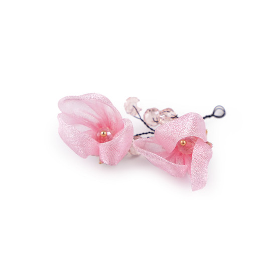 Blume auf draht mit geschliffenen perlen, handgefertigt - Anthrazit (1 Stück) Blume auf draht mit geschliffenen perlen, handgefertigt - Anthrazit (1 Stück)