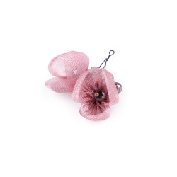 Kwiatek na druciku z szlifowanymi kamyczkami hand made - Stary róż (1 Sztuka)