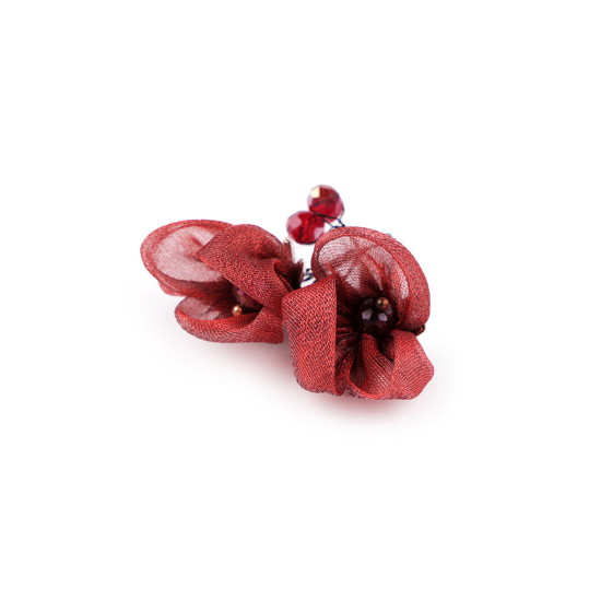 Blume auf draht mit geschliffenen perlen, handgefertigt - Anthrazit (1 Stück) Blume auf draht mit geschliffenen perlen, handgefertigt - Anthrazit (1 Stück)