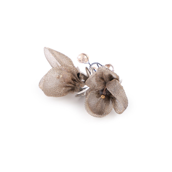 Blume auf draht mit geschliffenen perlen, handgefertigt - Anthrazit (1 Stück) Blume auf draht mit geschliffenen perlen, handgefertigt - Anthrazit (1 Stück)