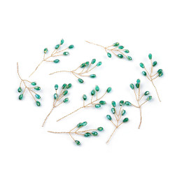 Wire twig with rhinestones, handmade - Green turmaline (10 Pieces)