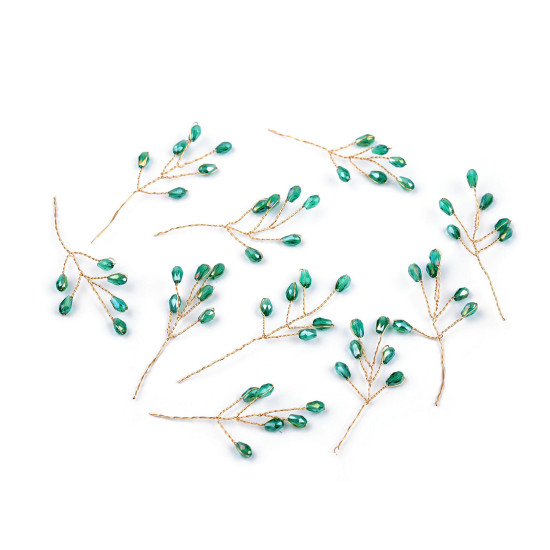Wire twig with rhinestones, handmade - Crystal (10 Pieces) Wire twig with rhinestones, handmade - Crystal (10 Pieces)