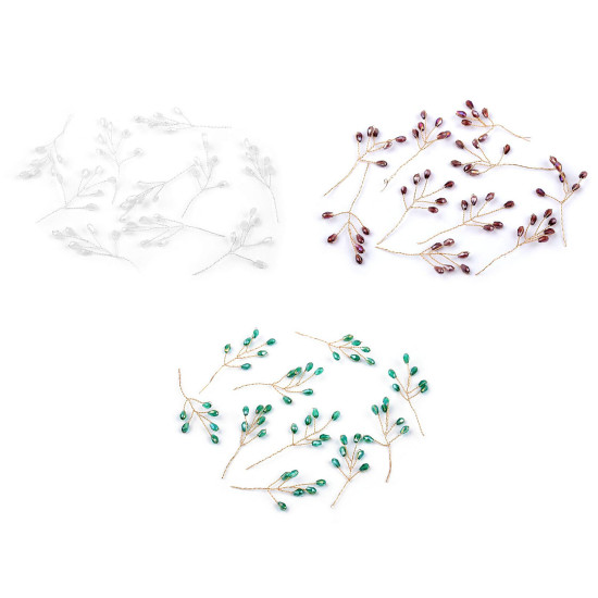 Wire twig with rhinestones, handmade - Crystal (10 Pieces) Wire twig with rhinestones, handmade - Crystal (10 Pieces)