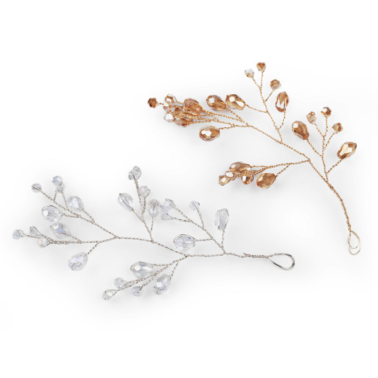 Wire twig with rhinestones, handmade - Gold (4 Pieces) Wire twig with rhinestones, handmade - Gold (4 Pieces)