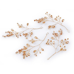 Wire twig with rhinestones, handmade - Gold (12 Pieces)