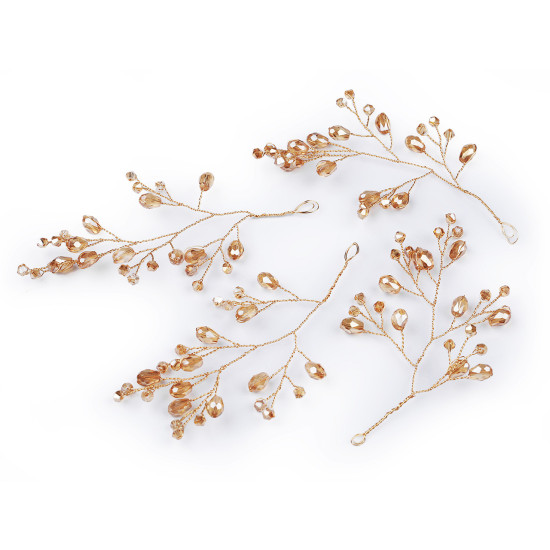 Wire twig with rhinestones, handmade - Gold (4 Pieces) Wire twig with rhinestones, handmade - Gold (4 Pieces)