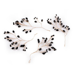 Wire twig with rhinestones, handmade - Black (12 Pieces)