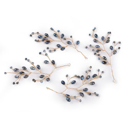 Wire twig with rhinestones, handmade - Blue (12 Pieces)