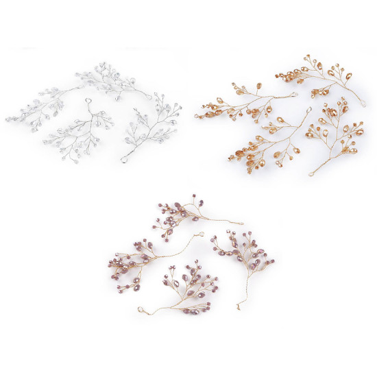 Wire twig with rhinestones, handmade - Gold (4 Pieces) Wire twig with rhinestones, handmade - Gold (4 Pieces)