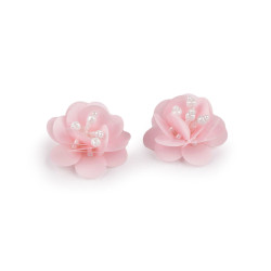Kwiatek cekinowy z koralikami ø3,8 cm - Różowy jasny (10 Sztuki)