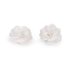 Kwiatek cekinowy z koralikami ø3,8 cm - White (10 Sztuki)