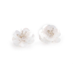 Kwiatek cekinowy z koralikami ø3,8 cm - Transparent (10 Sztuki)
