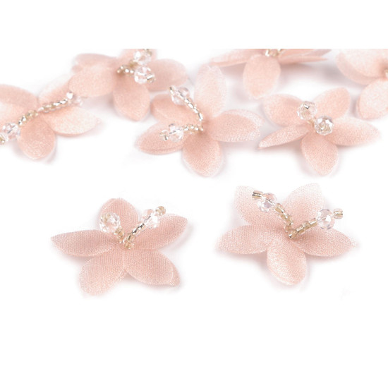 Fleur avec perles à coudre ou à coller, ø 4 cm - Poudre (10 Pièces) Fleur avec perles à coudre ou à coller, ø 4 cm - Poudre (10 Pièces)