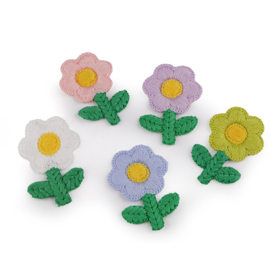 Kwiatek haftowany 3,8x6 cm - Fiolet pastela (50 Sztuki) Kwiatek haftowany 3,8x6 cm - Fiolet pastela (50 Sztuki)
